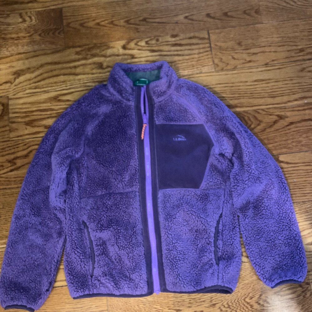 L.L. Bean Kid's Hi-Pile Purple Zip Fleece Size 10-12